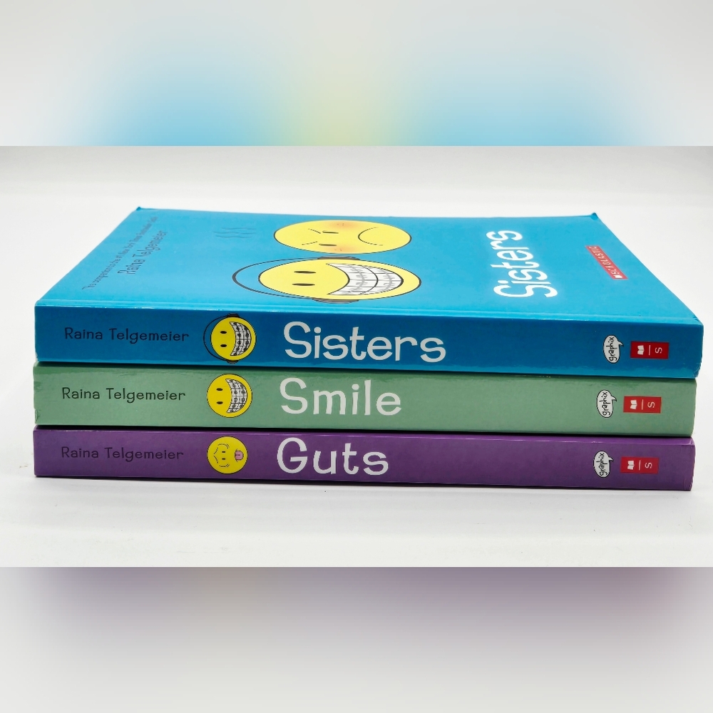 Three-book Set of Graphic Novels by Raina Telgemeier Smile Sisters Guts
